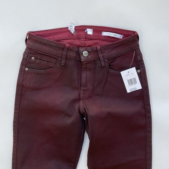 Guess Women’s Sexy Curve Mid Rise Skinny Jeans In Burgundy Light Coated Size 24 - Picture 5 of 11